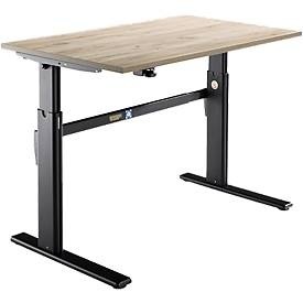 Schäfer Shop Select Schreibtisch, elektrisch höhenverstellbar, Rechteck, C-Fuss, B 1200 x T 800 x H 725-1185 mm, Eiche/schwarz