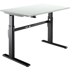 Schäfer Shop Select Schreibtisch, elektrisch höhenverstellbar, Rechteck, C-Fuss, B 1200 x T 800 x H 725-1185 mm, lichtgrau/schwarz
