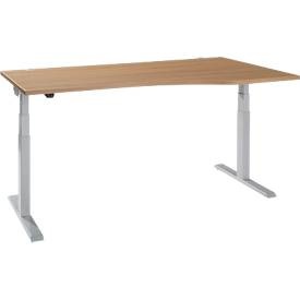 Schäfer Shop Select Schreibtisch ERGO-T 2.0, elektr. höhenverstellbar, Freiform Ansatz rechts, T-Fuss, B 1800x H 640-1300 mm, Kirsche Romana/weissalu