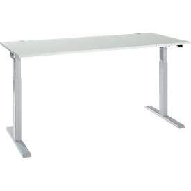 Schäfer Shop Select Schreibtisch ERGO-T 2.0, elektrisch höhenverstellbar, Rechteck, T-Fuss, B 1800 x T 800 x H 715-1205 mm, lichtgrau/weissalu