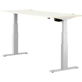 Schäfer Shop Select Schreibtisch ERGO-T, elektrisch höhenverstellbar, Rechteck, T-Fuss, B 1800 x T 800 x H 640-1300 mm, weiss/weissaluminium