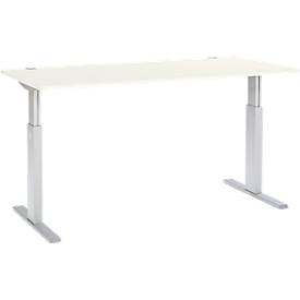 Schäfer Shop Select Schreibtisch ERGO-T, elektrisch höhenverstellbar, Rechteck, T-Fuss, B 1800 x T 800 x H 725-1185 mm, weiss/weissaluminium