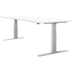 Schäfer Shop Select Schreibtisch LOGIN, elektrisch höhenverstellbar, Rechteck, T-Fuss, B 1800 x T 800 x H 645-1290 mm, weiss/weissaluminium