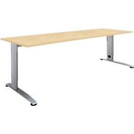 Schäfer Shop Select Schreibtisch LOGIN, höhenverstellbar, C-Fuss, Rechteck, B 1600 x T 800 x H 660 - 820 mm, Ahorn