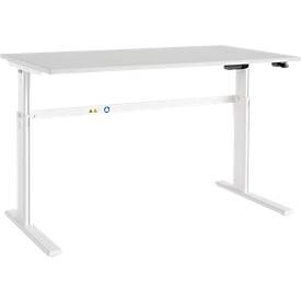 Schäfer Shop Select Schreibtisch Moxxo IQ, elektrisch höhenverstellbar, Rechteck, C-Fuss, B 1600 x T 800 x H 725-1185 mm, lichtgrau/weiss