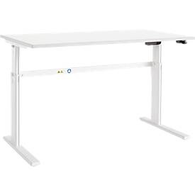 Schäfer Shop Select Schreibtisch Moxxo IQ, elektrisch höhenverstellbar, Rechteck, C-Fuss, B 1800 x T 800 x H 725-1185 mm, weiss