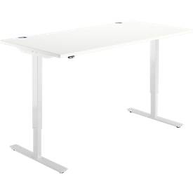 Schäfer Shop Select Schreibtisch START UP, elektrisch höhenverstellbar, Rechteck, T-Fuss, B 1600 x T 800 x H 705-1205 mm, weiss