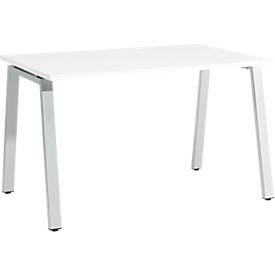 Schäfer Shop Select Schreibtisch Start Off, A-Fuss, Rechteck, Stahl/Holz, B 1200 x T 800 x H 735 mm, weiss