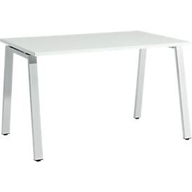 Schäfer Shop Select Schreibtisch Start Off, A-Fuss, Rechteck, Stahl/Holz, B 1200 x T 800 x H 735 mm, lichtgrau