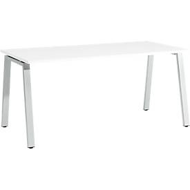Schäfer Shop Select Schreibtisch Start Off, A-Fuss, Rechteck, Stahl/Holz, B 1600 x T 800 x H 735 mm, weiss