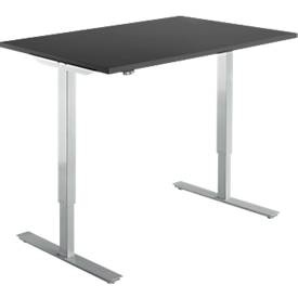 Schäfer Shop Select Schreibtisch Start Off, elektrisch höhenverstellbar, Rechteck, T-Fuss, B 1200 x T 800 x H 705-1205 mm, graphit/weissalu