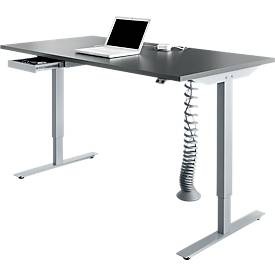 Schäfer Shop Select Schreibtisch Start Off, elektrisch höhenverstellbar, Rechteck, T-Fuss, B 1600 mm, graphit/weissalu
