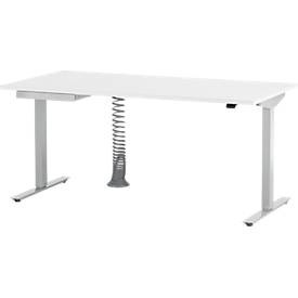 Schäfer Shop Select Schreibtisch Start Off, elektrisch höhenverstellbar, Rechteck, T-Fuss, B 1600 mm, weiss/weissalu