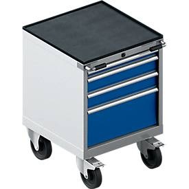 Schäfer Shop Pure Schubladenschrank mit Rollen WSK 18-27, 4 Schübe, bis 75 kg, B 411 x T 572 x H 770 mm, enzianblau/weißaluminium