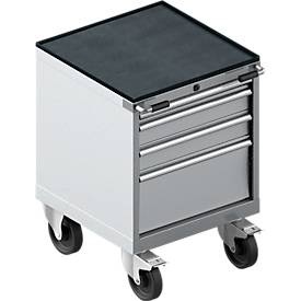 Schäfer Shop Pure Schubladenschrank mit Rollen WSK 18-27, 4 Schübe, bis 75 kg, B 411 x T 572 x H 770 mm, weissaluminium/weissaluminium