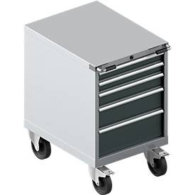 Schäfer Shop Select Schubladenschrank mit Rollen WSK 27-36, 5 Schübe, bis 200 kg, B 564 x T 725 x H 920 mm, weissaluminium/anthrazitgrau