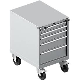 Schäfer Shop Select Schubladenschrank mit Rollen WSK 36-27, 5 Schübe, bis 200 kg, B 717 x T 572 x H 920 mm, weissaluminium/rubinrot