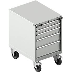 Schäfer Shop Select Schubladenschrank mit Rollen WSK 36-27, 5 Schübe, bis 200 kg, B 717 x T 572 x H 920 mm, lichtgrau/lichtblau