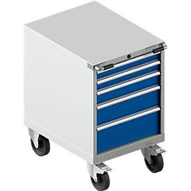 Schäfer Shop Select Schubladenschrank mit Rollen WSK 36-27, 5 Schübe, bis 200 kg, B 717 x T 572 x H 920 mm, lichtgrau/lichtgrau