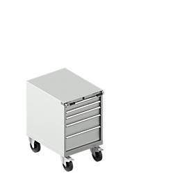 Schubladenschrank mit Rollen WSK 36-27, 5 Schübe, bis 75 kg, B 717 x T 572 x H 920 mm, lichtgrau/lichtblau