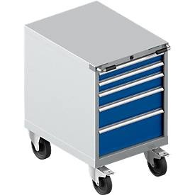 Schäfer Shop Select Schubladenschrank mit Rollen WSK 36-27, 5 Schübe, bis 75 kg, B 717 x T 572 x H 920 mm, weissaluminium/anthrazitgrau