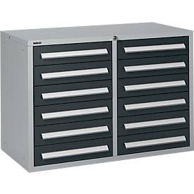 Schäfer Shop Select Schubladenschrank SF 120, 12 Schübe, weissaluminium RAL 9006 anthrazitgrau RAL 7016