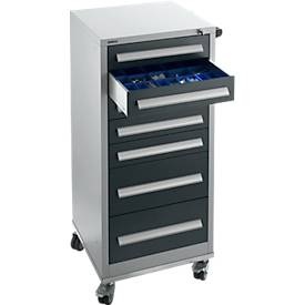 Schäfer Shop Select Schubladenschrank SFR 70, 7 Schübe, mit Rollen, weissaluminium RAL 9006 anthrazitgrau RAL 7016
