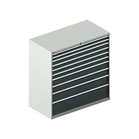 Schäfer Shop Select Schubladenschrank WSK 78?36 E, Stahl, 10 Schübe, 200 kg Traglast, B 1431 mm x T 725 mm x H 1450 mm, lichtgrau/anthrazitgrau