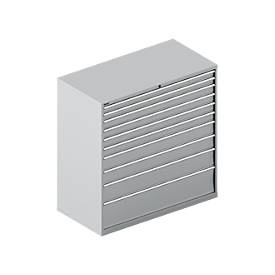 Schäfer Shop Select Schubladenschrank WSK 78?36 E, Stahl, 10 Schübe, 75 kg Traglast, B 1431 mm x T 725 mm x H 1450 mm, weissalu/weissalu