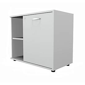 Schäfer Shop Select Sideboard, mit Drehtür, abschliessbar, Spanplatte, B 800 x T 420 x H 663 mm, rechts anstellbar, lichtgrau