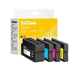 4 Schäfer Shop Tintenpatronen, kompatibel zu Multipack 953XL, schwarz/cyan/magenta/gelb