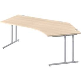 Schäfer Shop Select Schreibtisch 135° COMBITEC, B 2165 x T 800 x H 677 - 817 mm, Ahorn/weissalu