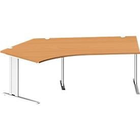 Schäfer Shop Pure Schreibtisch PLANOVA BASIC, B 2165 x 800/800 mm, Buche-Dekor, Gestell weiss