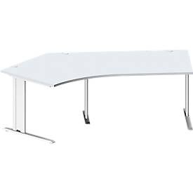 Schäfer Shop Pure Schreibtisch PLANOVA BASIC, B 2165 x 800/800 mm, lichtgrau, Gestell weiß