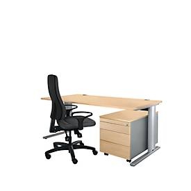 Schäfer Shop Pure Planova Basic Schreibtisch und Rollcontainer 1233, Ahorn-Dekor/weissalu