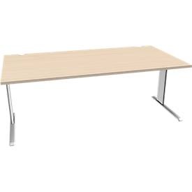 Schäfer Shop Pure Schreibtisch PLANOVA BASIC, 2000 x 1000 mm, Ahorn-Dekor, Gestell weiss
