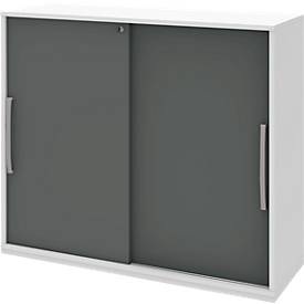 Schiebetür-Anbauschrank BARI, 4 Böden, Schloss, Mitteltrennwand, B 1200 x T 430 x H 1117 mm, weiss/anthrazit