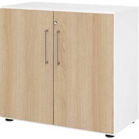 Schränke Breno, 2 OH, abschliessbar, 28 kg je Boden, B 800 x T 420 x H 748 mm, weiss/Eiche