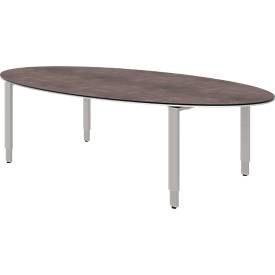 Schreibtisch TEQSTYLE, 4-Fuß, oval, B 2200 x T 1100 x H 720 mm, Quarzit/alu
