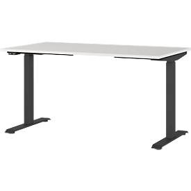 Schreibtisch Agenda, elektrisch höhenverstellbar, B 1400 x T 800 x H 720-1200 mm, Lichtgrau/Schwarz