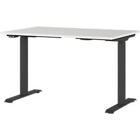 Schreibtisch Agenda, elektrisch höhenverstellbar, B 1200 x T 800 x H 720-1200 mm, Lichtgrau/Schwarz