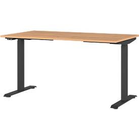 Schreibtisch Agenda Home, elektrisch höhenverstellbar, B 1400 x T 800 x H 720-1200 mm, Grandson-Eiche/Schwarz