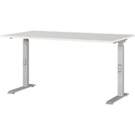 Schreibtisch Agenda, mechanisch höhenverstellbar, B 1400 x T 800 x H 680-910 mm, Lichtgrau/Schwarz