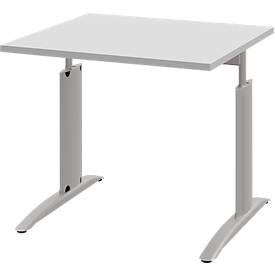 Schreibtisch BARI, Rechteck, Form A, C-Fuss, B 800 x T 800 mm, hellgrau