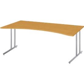 Schreibtisch Combitec, mit Cockpitplatte, C-Fuss, B 1800 mm, T 800/1000 mm, Ahorn