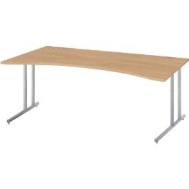 Schreibtisch Combitec, mit Cockpitplatte, C-Fuß, B 1800 mm, T 800/1000 mm, Kirsche-Romana