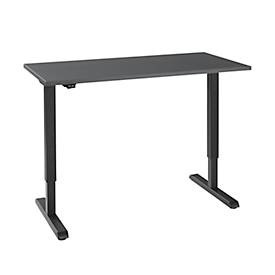 Schreibtisch, elektrisch höhenverstellbar, Rechteck, T-Fuss, B 1300 x T 650 x H 715-1205 mm, graphit/schwarz