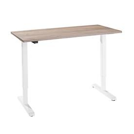 Schreibtisch, elektrisch höhenverstellbar, Rechteck, T-Fuss, B 1300 x T 650 x H 715-1205 mm, Eiche/weiss