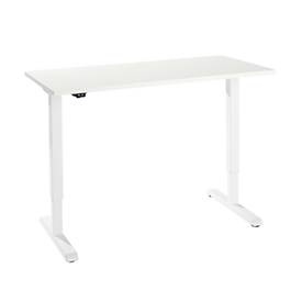 Schreibtisch, elektrisch höhenverstellbar, Rechteck, T-Fuss, B 1300 x T 650 x H 715-1205 mm, weiss