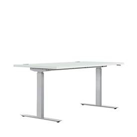 Schreibtisch ERGO DRIVE ED 470, elektrisch höhenverstellbar, Rechteck, T-Fuß, B 1600 x T 800 x H 692-1147 mm, lichtgrau